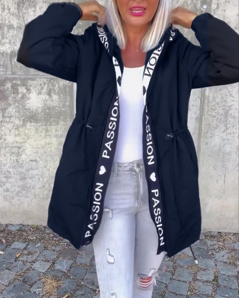 Sophia | Casual Letterprint Hoodie Jacket