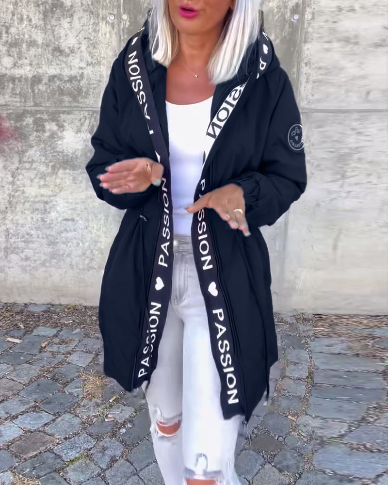 Sophia | Casual Letterprint Hoodie Jacket