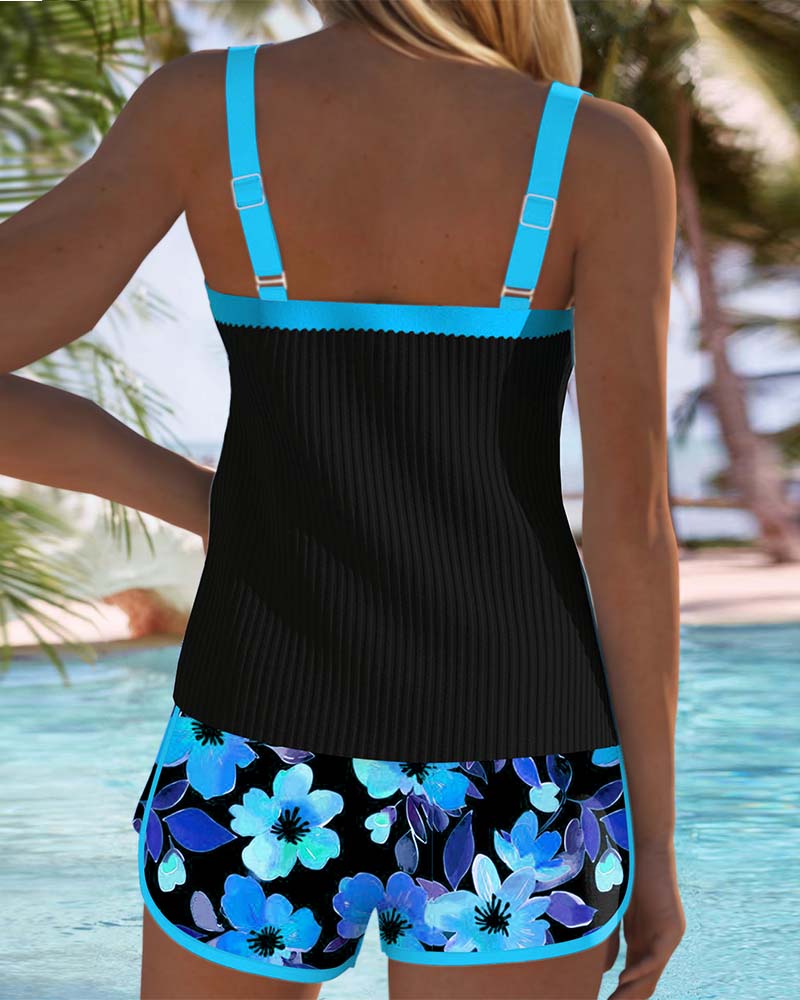 Luna | Floral Tummy Cover Tankini Set