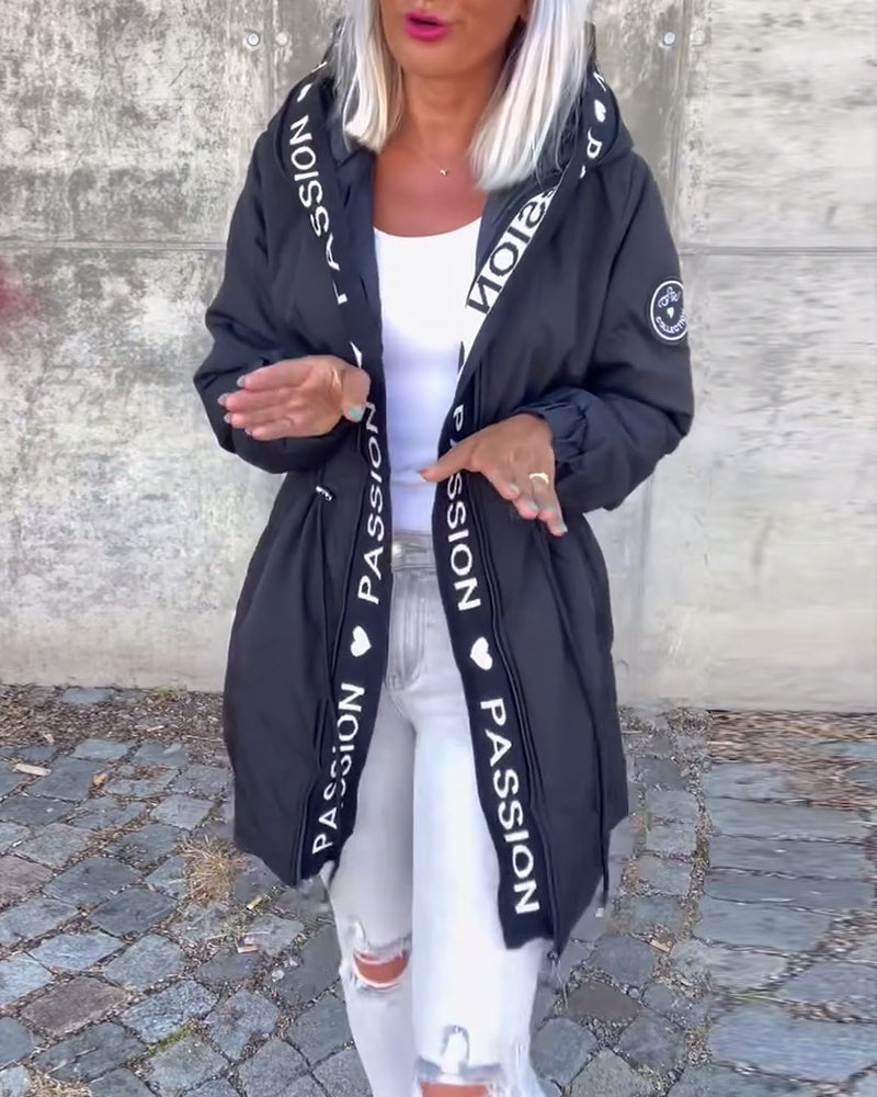 Sophia | Casual Letterprint Hoodie Jacket