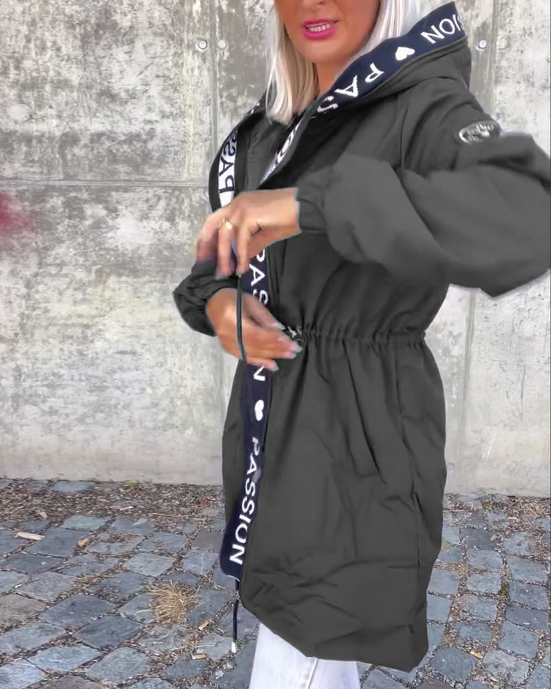Sophia | Casual Letterprint Hoodie Jacket