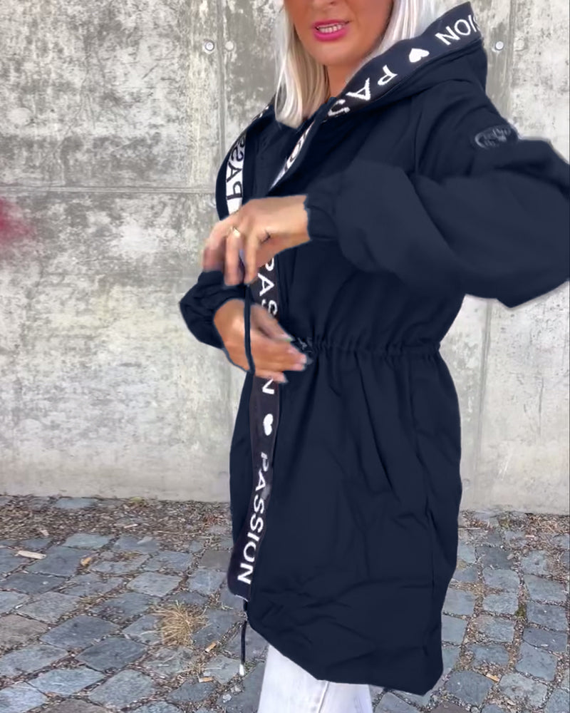 Sophia | Casual Letterprint Hoodie Jacket