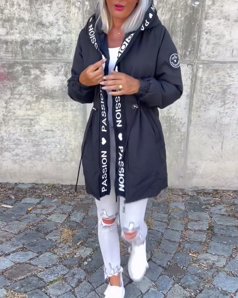 Sophia | Casual Letterprint Hoodie Jacket