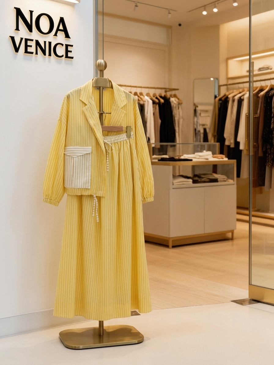 Yellow striped casual set