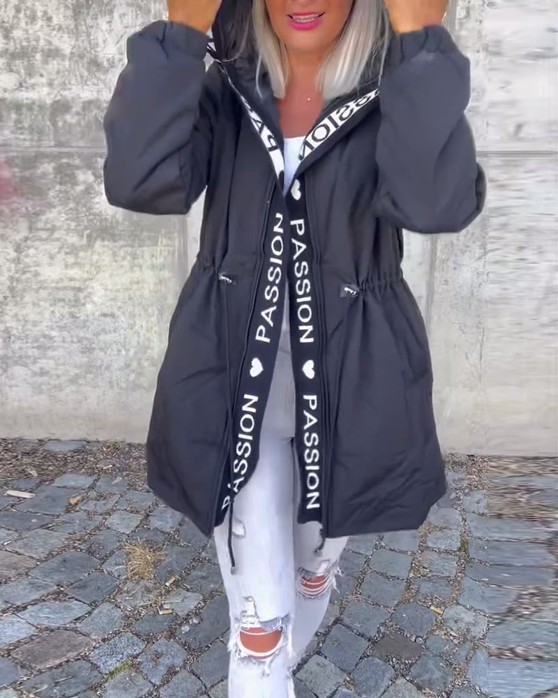 Sophia | Casual Letterprint Hoodie Jacket