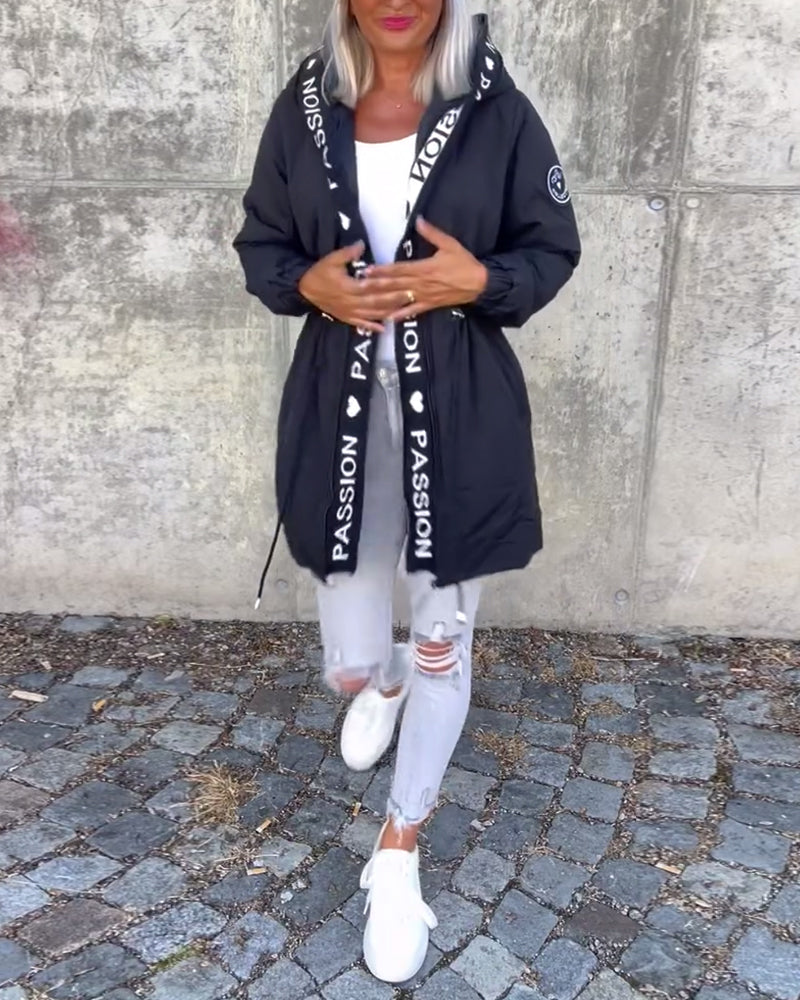 Sophia | Casual Letterprint Hoodie Jacket