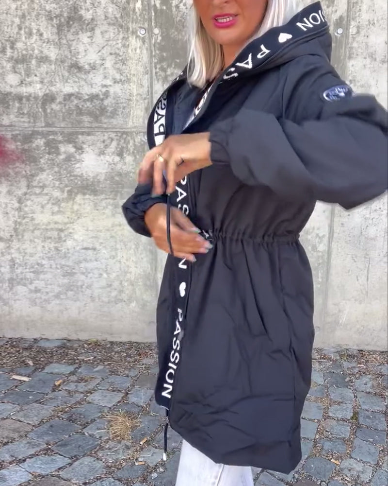 Sophia | Casual Letterprint Hoodie Jacket
