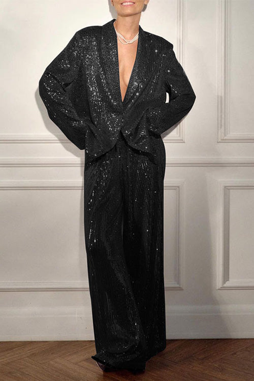 Sequined Wide-leg Pants