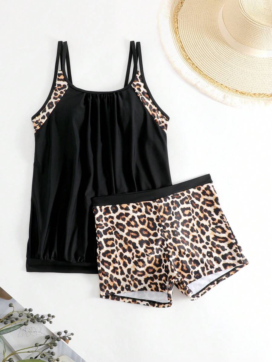 LuxeWave | Leopard Tummy Cover Tankini
