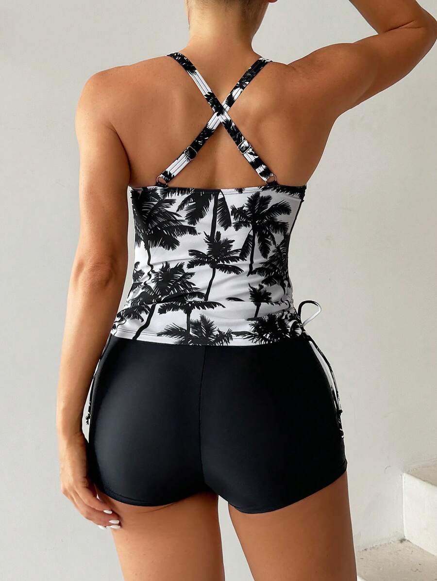 Tropique | Palm Tree Tummy Cover Tankini
