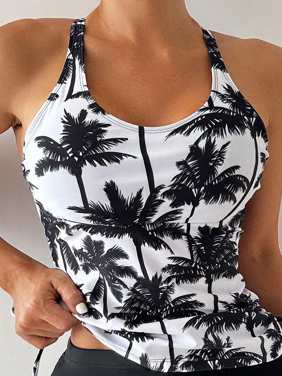 Tropique | Palm Tree Tummy Cover Tankini
