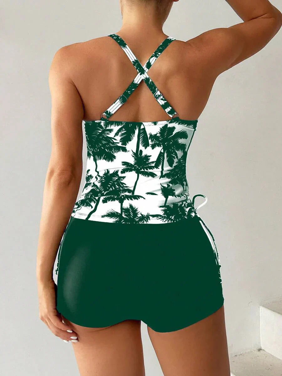 Tropique | Palm Tree Tummy Cover Tankini