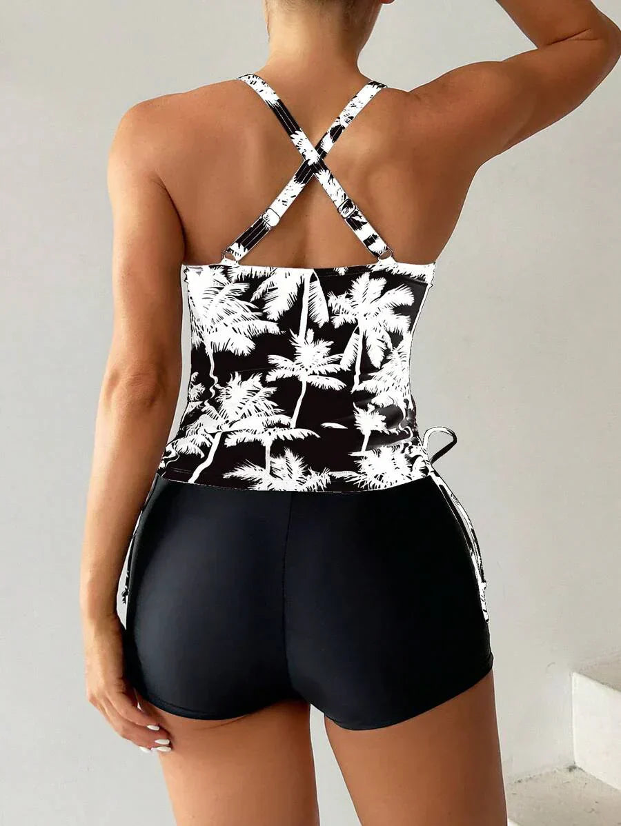 Tropique | Palm Tree Tummy Cover Tankini