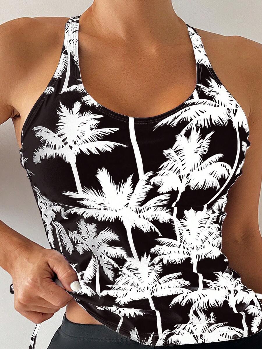 Tropique | Palm Tree Tummy Cover Tankini