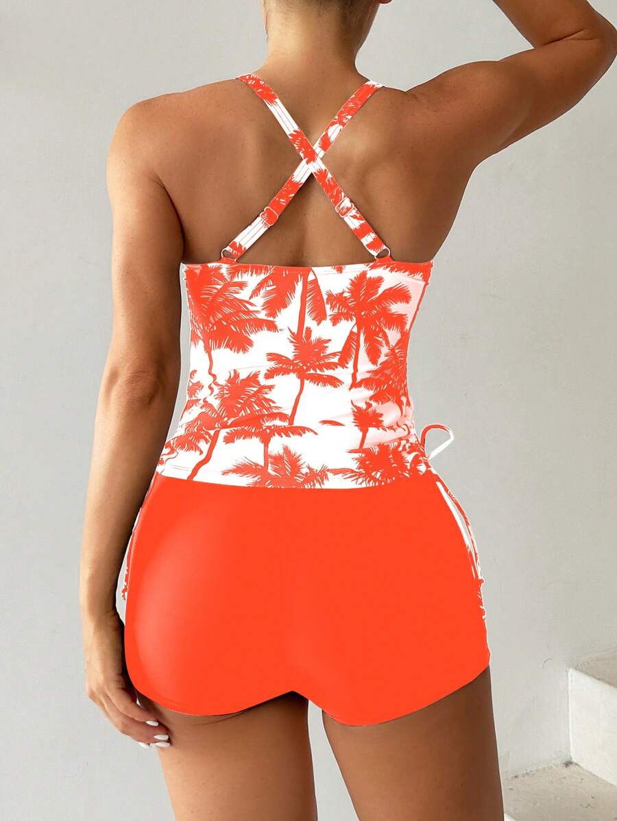 Tropique | Palm Tree Tummy Cover Tankini