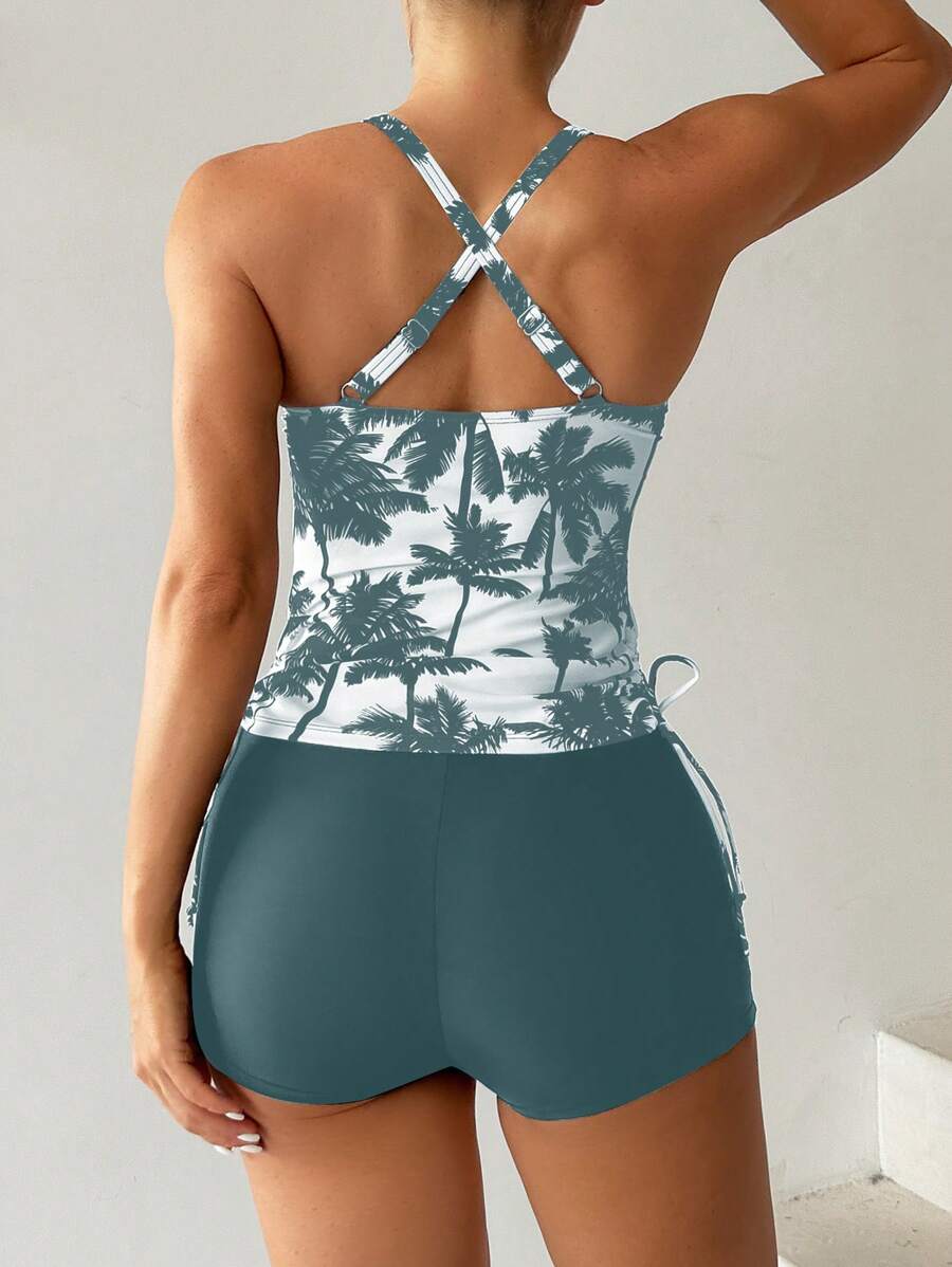 Tropique | Palm Tree Tummy Cover Tankini