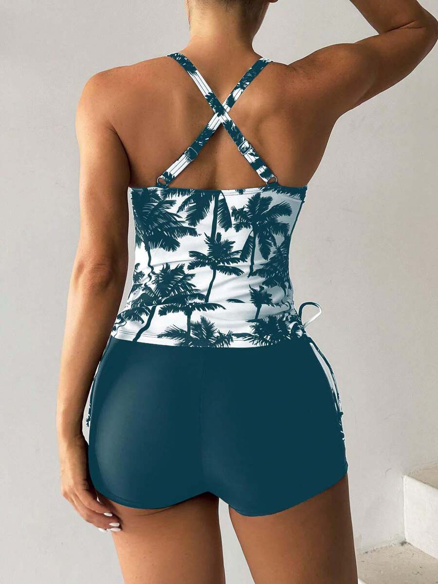 Tropique | Palm Tree Tummy Cover Tankini