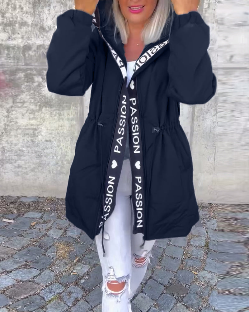 Sophia | Casual Letterprint Hoodie Jacket