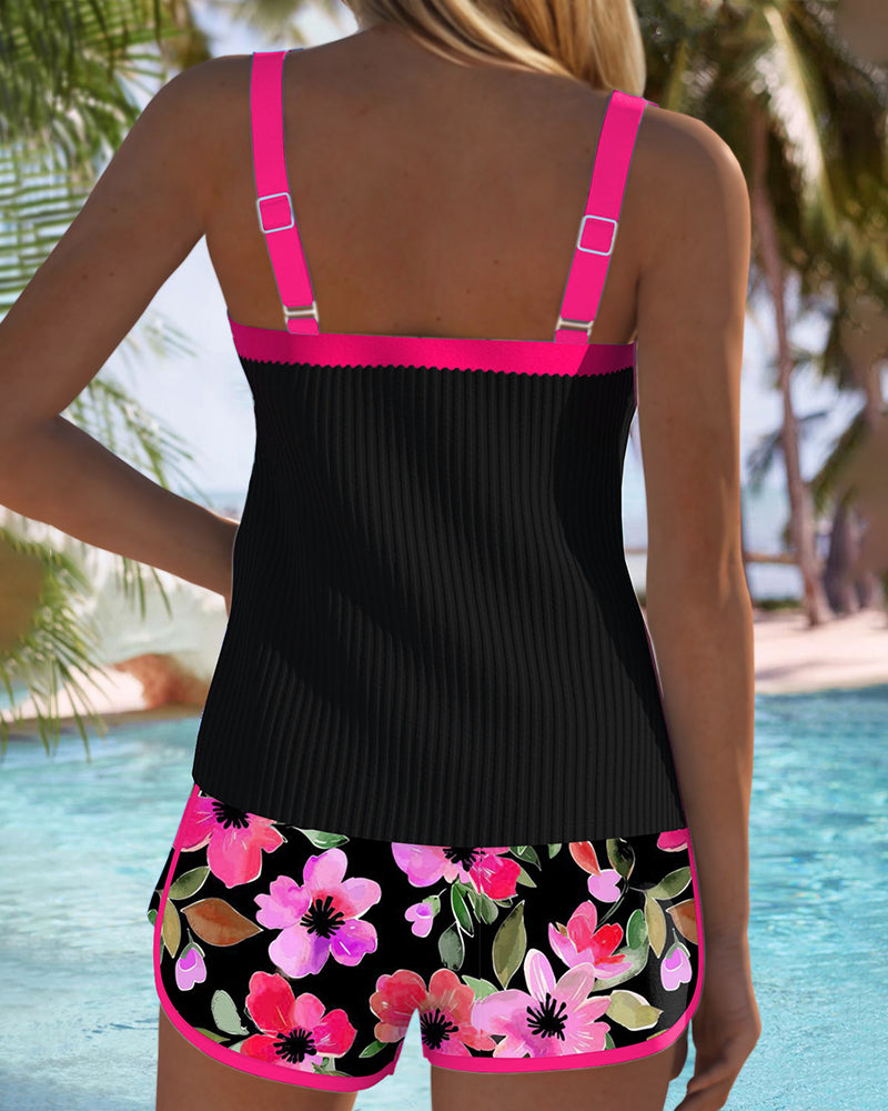 Luna | Floral Tummy Cover Tankini Set