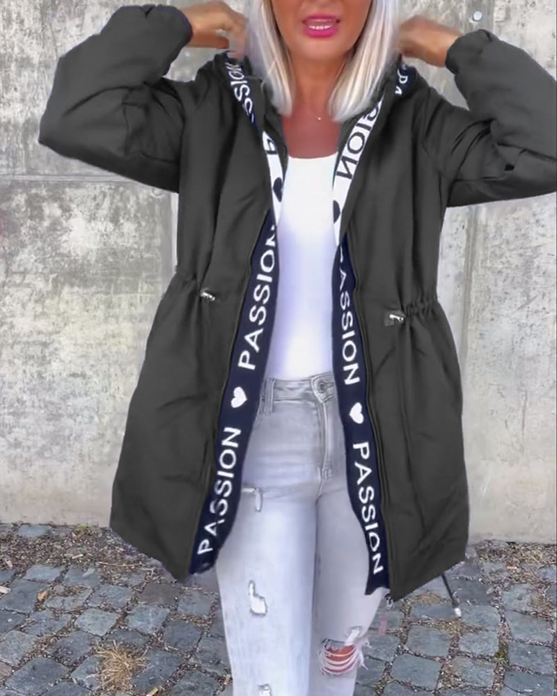 Sophia | Casual Letterprint Hoodie Jacket
