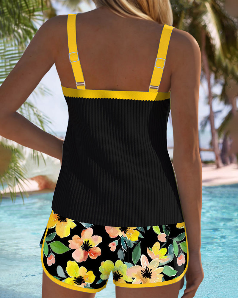 Luna | Floral Tummy Cover Tankini Set