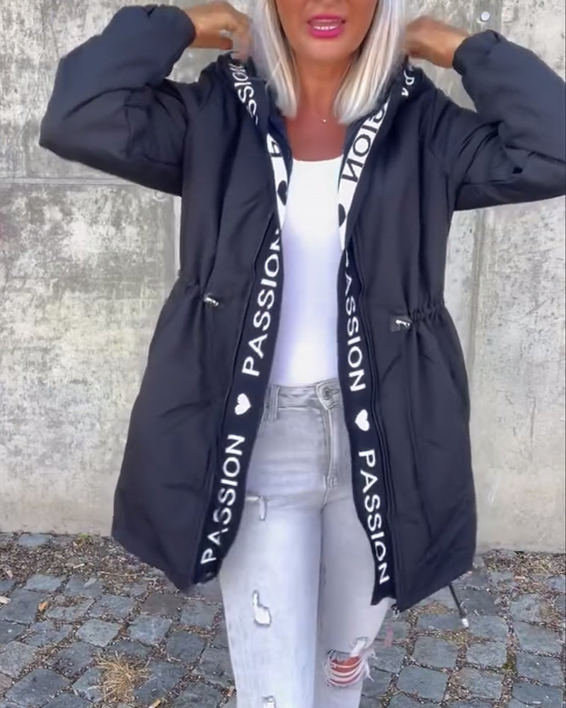 Sophia | Casual Letterprint Hoodie Jacket