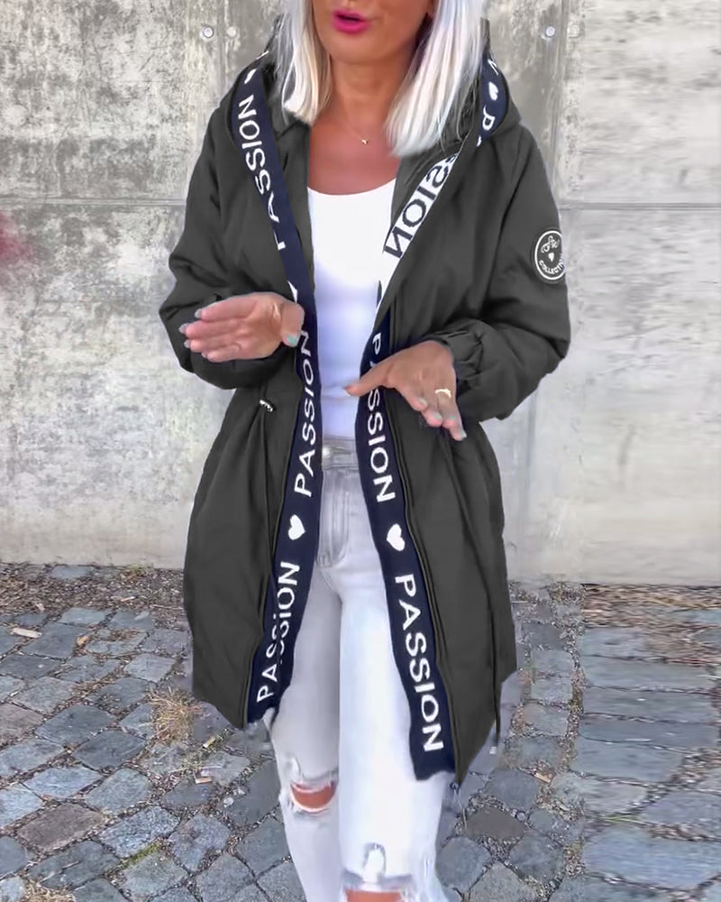 Sophia | Casual Letterprint Hoodie Jacket