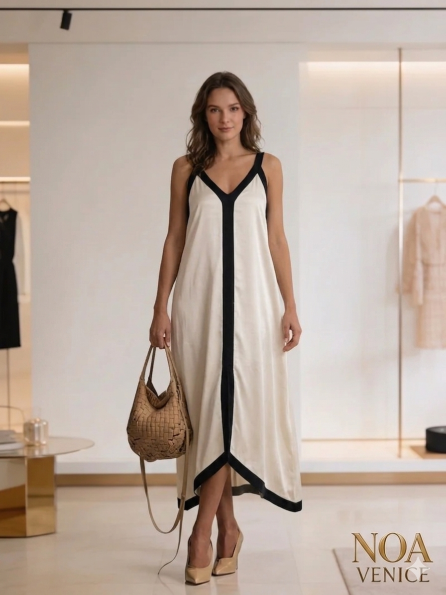 Lavechic Colorblock Suspender Midi Dress