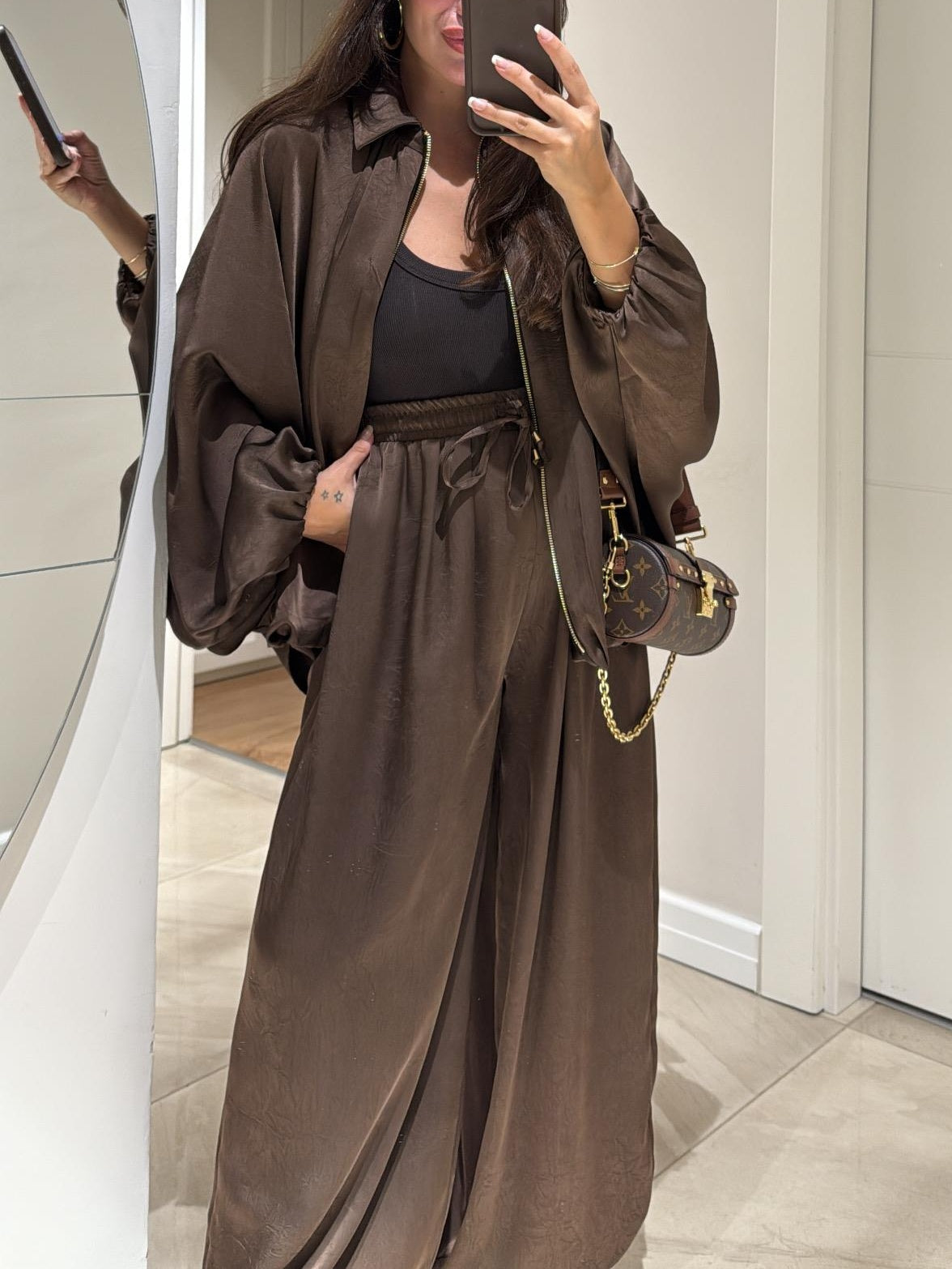 Brown Zippered Casual Jacket